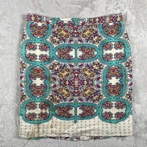 Anthropologie Maeve Womens Skirt Size 10P Colorful Tile Print Pencil